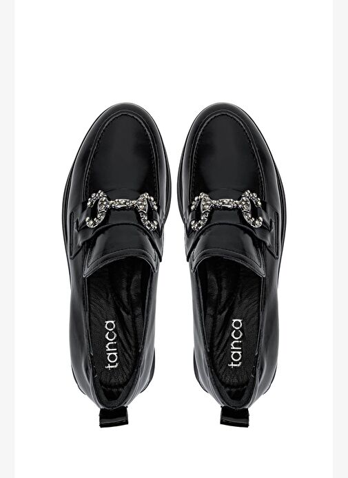 Tamer Tanca Kadın Hakiki Deri Siyah Rugan Loafer Ayakkabı - Görsel 7