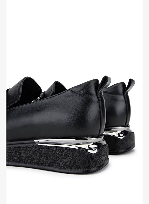 Tamer Tanca Kadın Hakiki Deri Siyah Deri Loafer Ayakkabı - Görsel 6