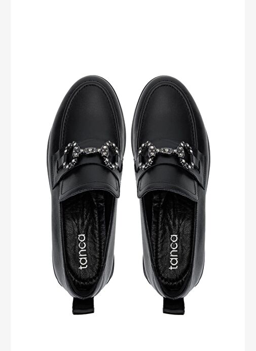 Tamer Tanca Kadın Hakiki Deri Siyah Deri Loafer Ayakkabı - Görsel 7