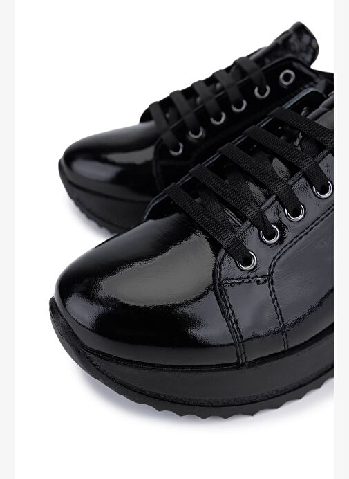 Tamer Tanca Kadın Hakiki Deri Siyah Rugan Sneakers & Spor Ayakkabı - Görsel 4