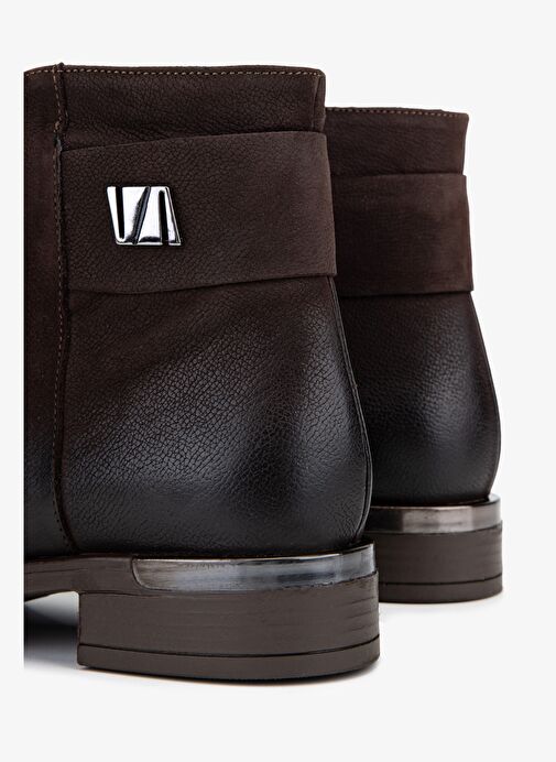 Valmenti Kadın Hakiki Deri Kahverengi Nubuk Düz Bot - Görsel 5