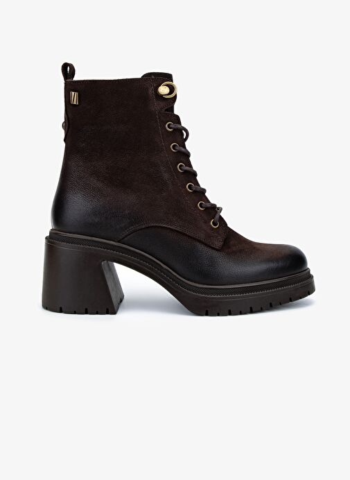 Valmenti Kadın Hakiki Deri Kahverengi Nubuk Topuklu Bot - Görsel 2