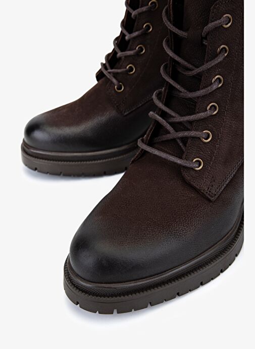 Valmenti Kadın Hakiki Deri Kahverengi Nubuk Topuklu Bot - Görsel 4