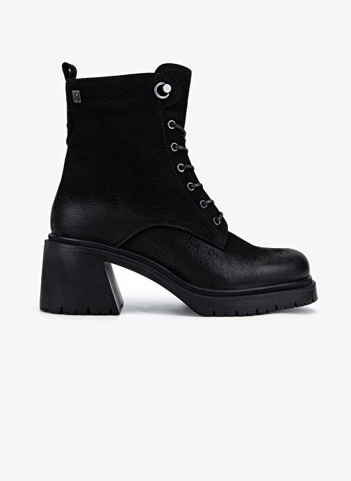 Valmenti Kadın Hakiki Deri Siyah Nubuk Topuklu Bot - Görsel 2