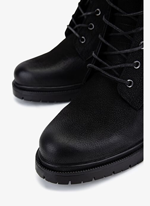 Valmenti Kadın Hakiki Deri Siyah Nubuk Topuklu Bot - Görsel 4