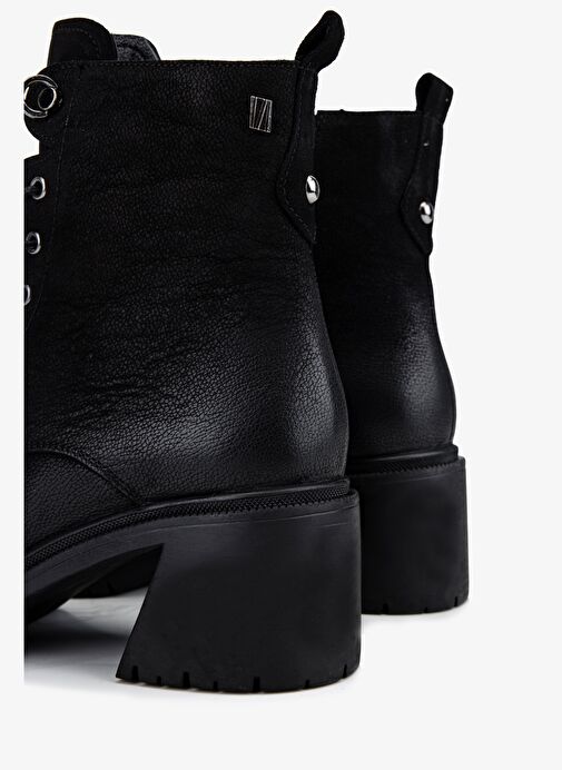 Valmenti Kadın Hakiki Deri Siyah Nubuk Topuklu Bot - Görsel 5