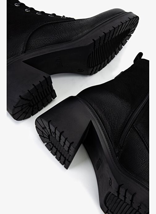 Valmenti Kadın Hakiki Deri Siyah Nubuk Topuklu Bot - Görsel 6