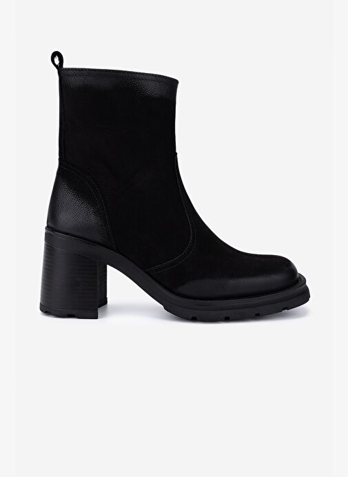 Valmenti Kadın Hakiki Deri Siyah Nubuk Topuklu Bot - Görsel 2