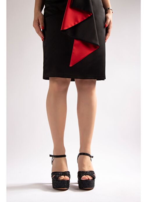 Camelia Kadın Abiye Platform Topuklu Ayakkabı Siyah Taşlı - Görsel 8