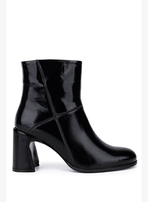 Tamer Tanca Kadın Hakiki Deri Siyah Rugan Klasik Bot - Görsel 2