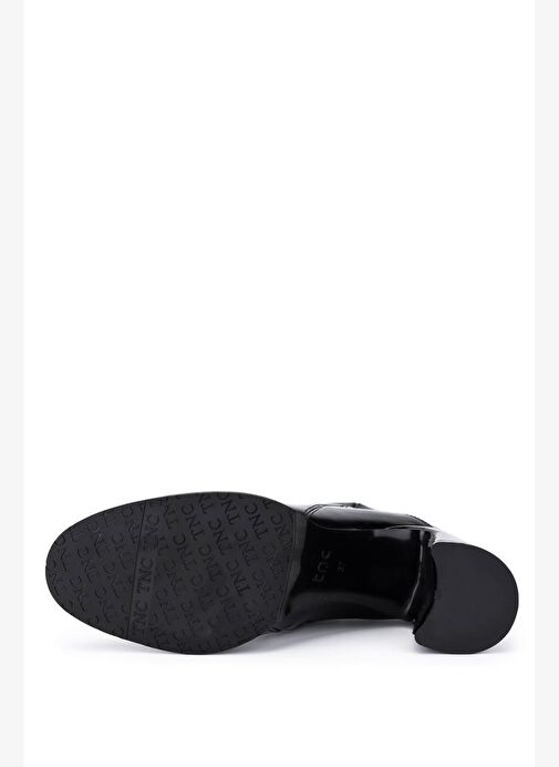 Tamer Tanca Kadın Hakiki Deri Siyah Rugan Klasik Bot - Görsel 4