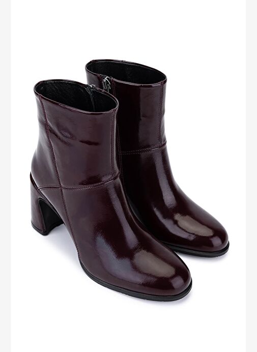 Tamer Tanca Kadın Hakiki Deri Bordo Klasik Bot - Görsel 3