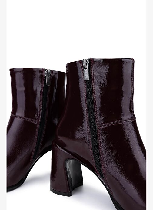 Tamer Tanca Kadın Hakiki Deri Bordo Klasik Bot - Görsel 5
