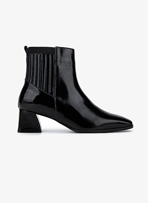 Valmenti Kadın Hakiki Deri Siyah Rugan Topuklu Bot - Görsel 2