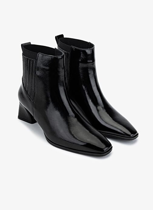Valmenti Kadın Hakiki Deri Siyah Rugan Topuklu Bot - Görsel 3