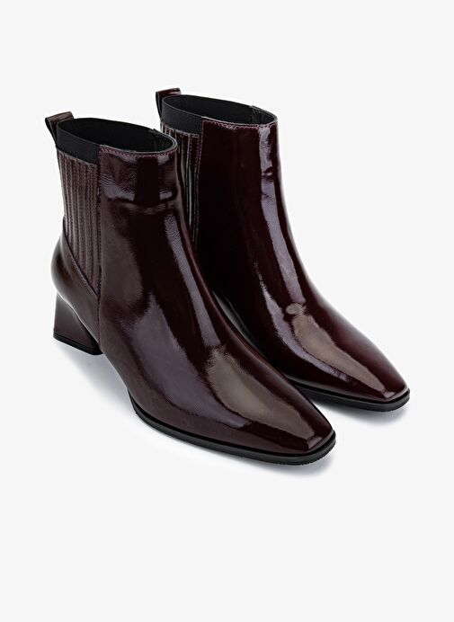 Valmenti Kadın Hakiki Deri Bordo Rugan Topuklu Bot - Görsel 3