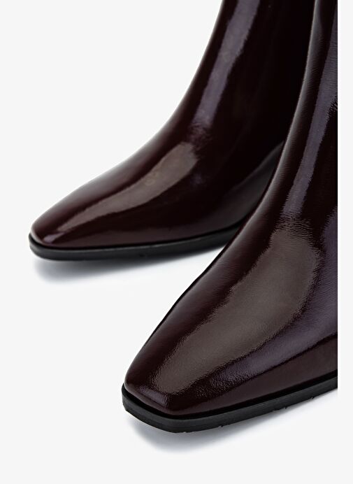 Valmenti Kadın Hakiki Deri Bordo Rugan Topuklu Bot - Görsel 4