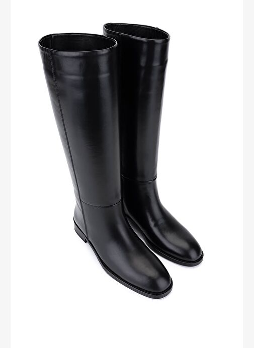 Tamer Tanca Kadın Hakiki Deri Siyah Klasik Çizme - Görsel 3