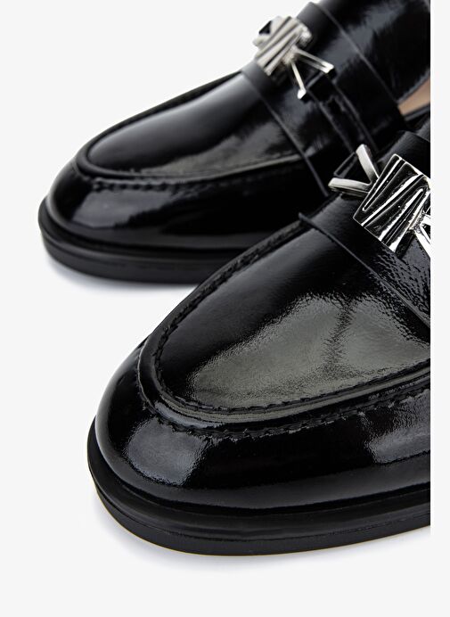 Valmenti Kadın Hakiki Deri Siyah Rugan Loafer Ayakkabı - Görsel 4