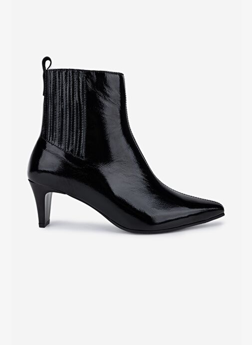 Valmenti Kadın Hakiki Deri Siyah Rugan Topuklu Bot - Görsel 2