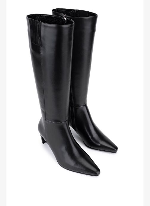 Tamer Tanca Kadın Hakiki Deri Siyah Klasik Çizme - Görsel 3