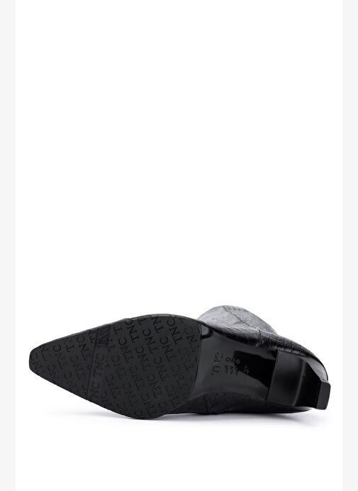 Tamer Tanca Kadın Hakiki Deri Siyah Kroko Klasik Çizme - Görsel 4