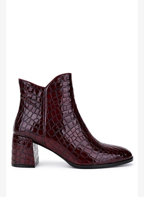Tamer Tanca Kadın Hakiki Deri Bordo Rugan Klasik Bot - Görsel 2