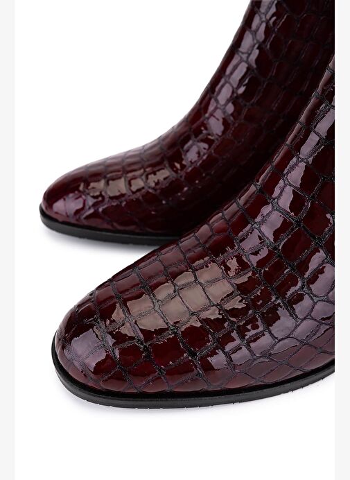 Tamer Tanca Kadın Hakiki Deri Bordo Rugan Klasik Bot - Görsel 4