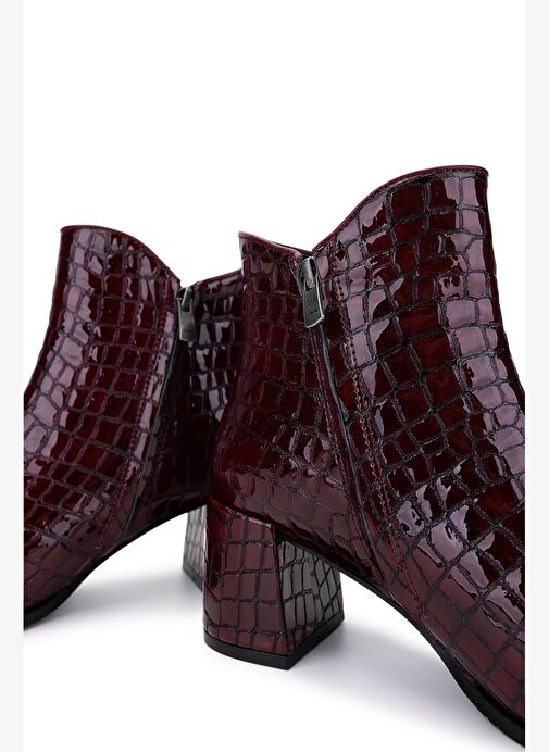 Tamer Tanca Kadın Hakiki Deri Bordo Rugan Klasik Bot - Görsel 5