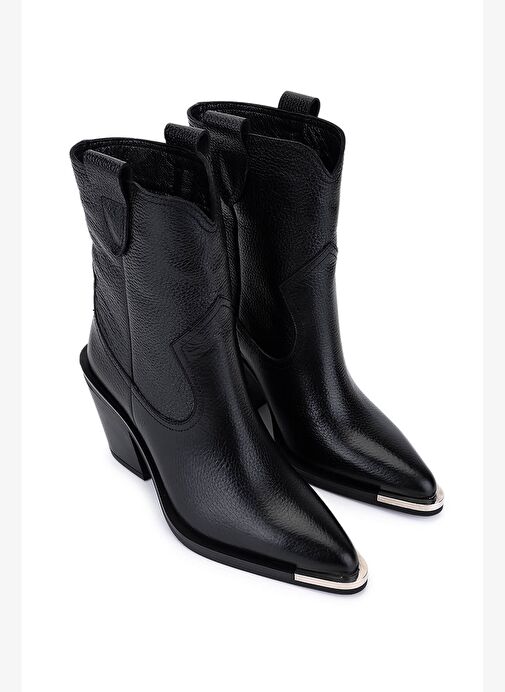 Tamer Tanca Kadın Hakiki Deri Siyah Floter Klasik Bot - Görsel 3