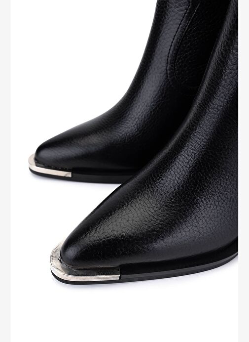 Tamer Tanca Kadın Hakiki Deri Siyah Floter Klasik Bot - Görsel 4