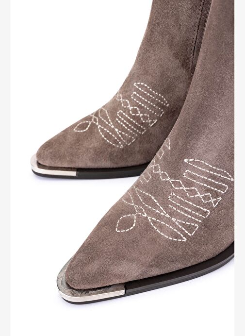 Tamer Tanca Kadın Hakiki Deri Kahverengi Klasik Bot - Görsel 5