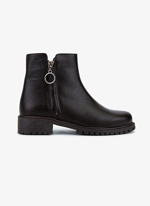 Valmenti Kadın Hakiki Deri Kahverengi Floter Düz Bot - Görsel 2