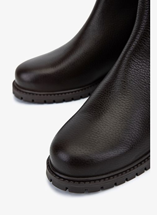 Valmenti Kadın Hakiki Deri Kahverengi Floter Düz Bot - Görsel 4