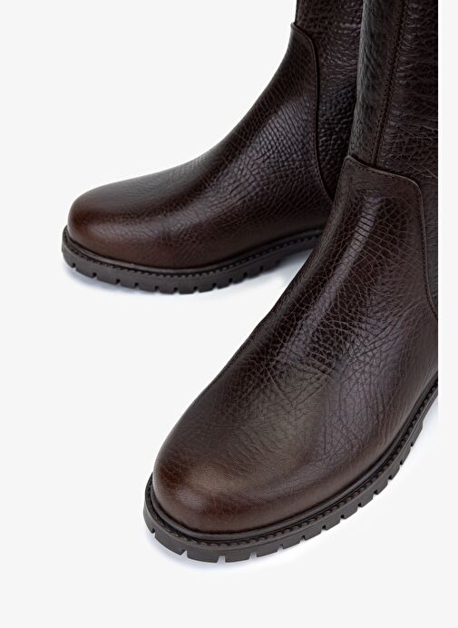 Valmenti Kadın Hakiki Deri Kahverengi Düz Çizme - Görsel 4