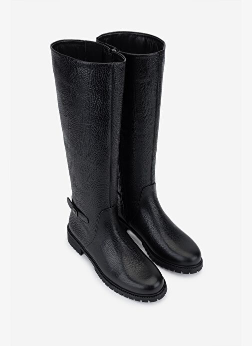 Valmenti Kadın Hakiki Deri Siyah Düz Çizme - Görsel 3