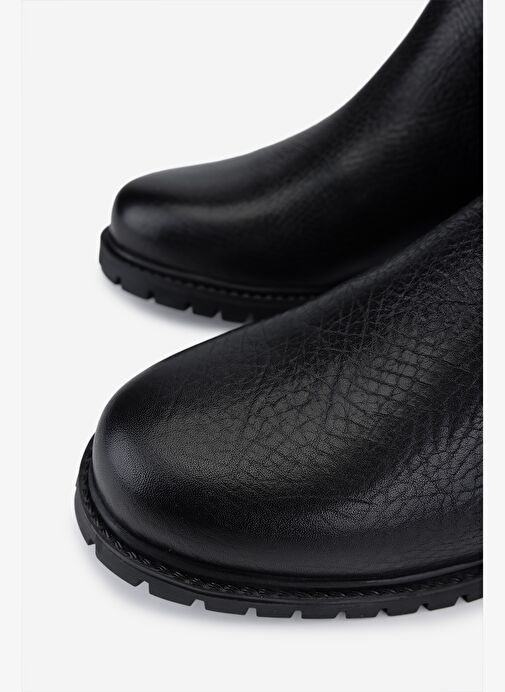 Valmenti Kadın Hakiki Deri Siyah Düz Çizme - Görsel 4