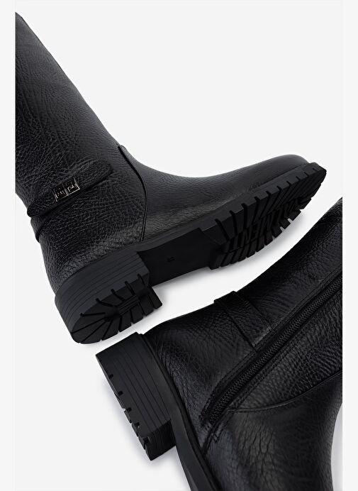 Valmenti Kadın Hakiki Deri Siyah Düz Çizme - Görsel 6