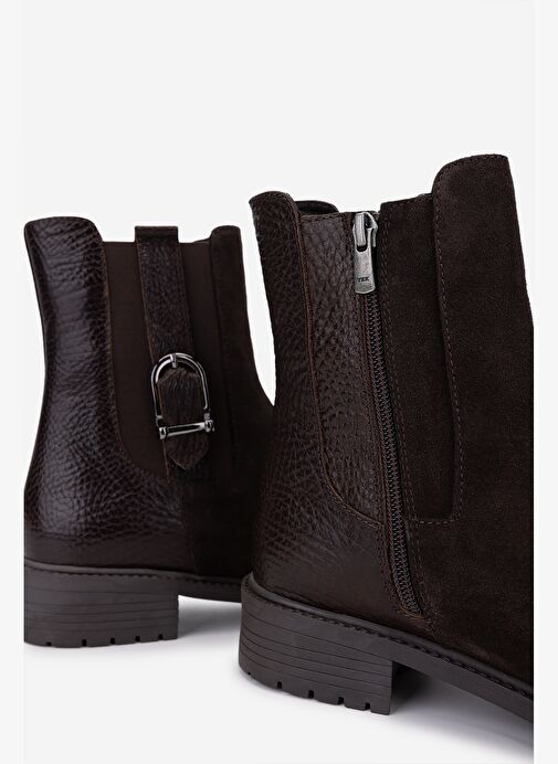 Valmenti Kadın Hakiki Deri Kahverengi Düz Bot - Görsel 5