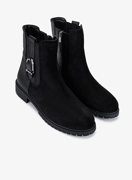 Valmenti Kadın Hakiki Deri Siyah Düz Bot - Görsel 3