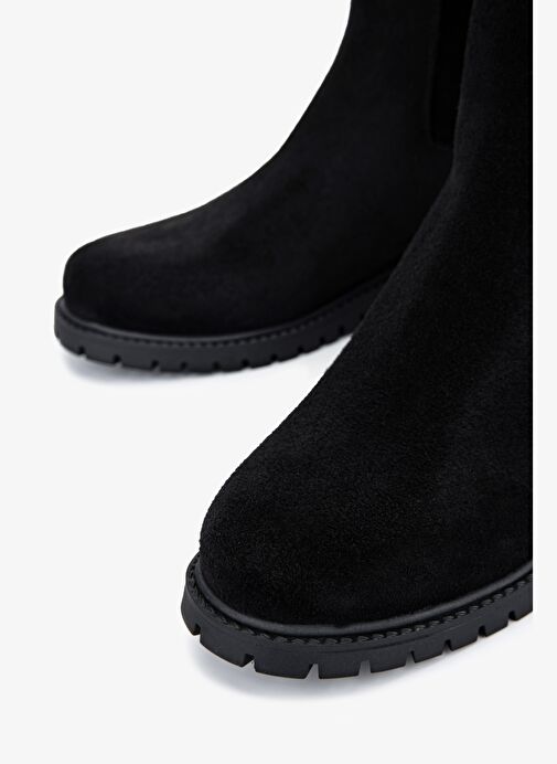 Valmenti Kadın Hakiki Deri Siyah Düz Bot - Görsel 4