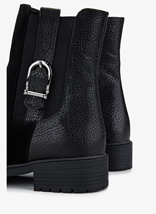 Valmenti Kadın Hakiki Deri Siyah Düz Bot - Görsel 5