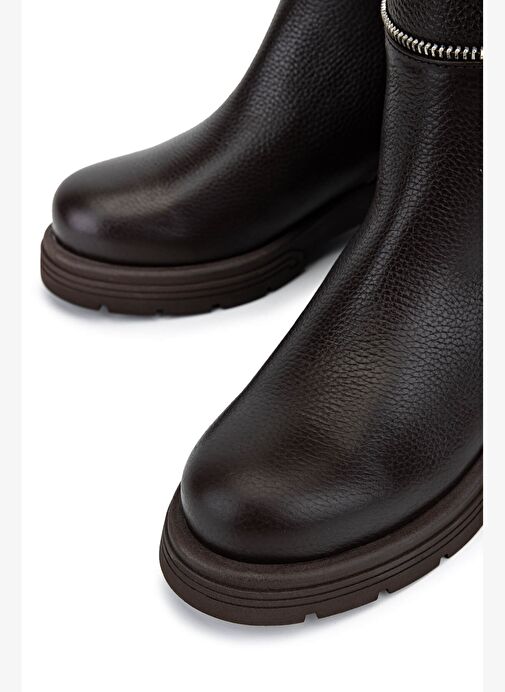 Tamer Tanca Kadın Hakiki Deri Kahverengi Floter Klasik Çizme - Görsel 5