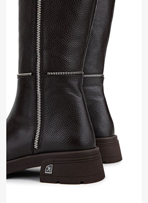 Tamer Tanca Kadın Hakiki Deri Kahverengi Floter Klasik Çizme - Görsel 6