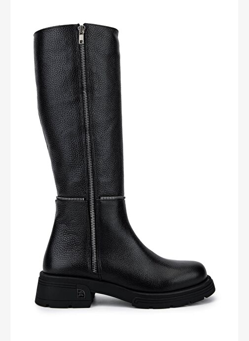 Tamer Tanca Kadın Hakiki Deri Siyah Floter Klasik Çizme - Görsel 2