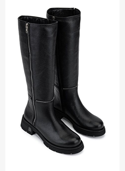 Tamer Tanca Kadın Hakiki Deri Siyah Floter Klasik Çizme - Görsel 3