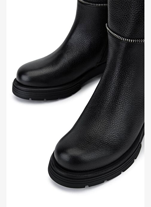 Tamer Tanca Kadın Hakiki Deri Siyah Floter Klasik Çizme - Görsel 5