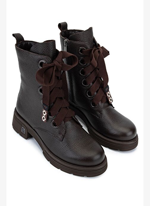 Tamer Tanca Kadın Hakiki Deri Kahverengi Floter Klasik Bot - Görsel 3