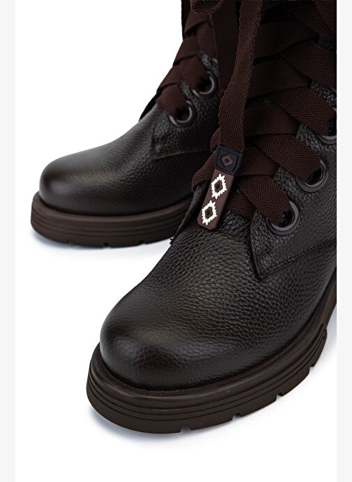 Tamer Tanca Kadın Hakiki Deri Kahverengi Floter Klasik Bot - Görsel 5