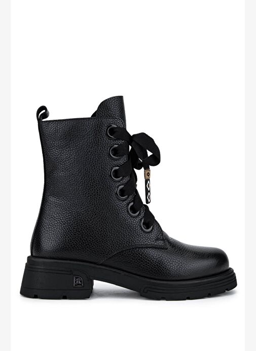 Tamer Tanca Kadın Hakiki Deri Siyah Floter Klasik Bot - Görsel 2